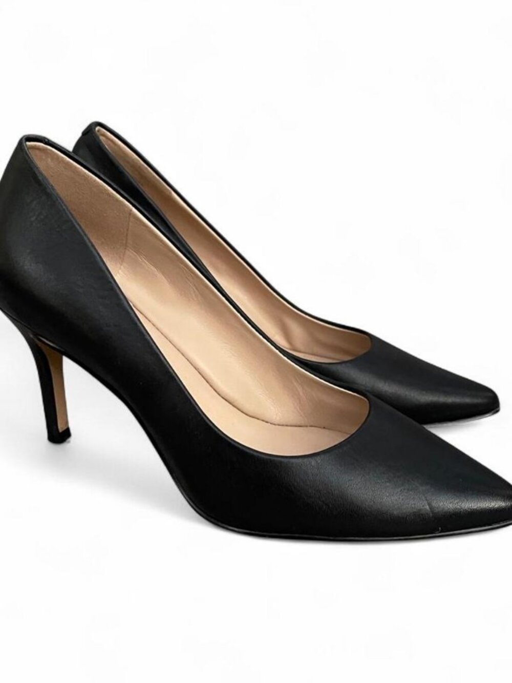 ALDO Flex Black Leather Pointed Toe Stiletto Pumps Heels Womens Size 7 EUR 37.5